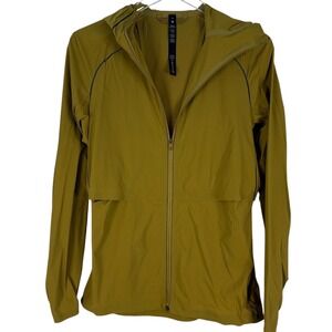Lulu lemon Hooded Windbreaker Jacket XS Mustard Yellow Full Zip Reflective Trim